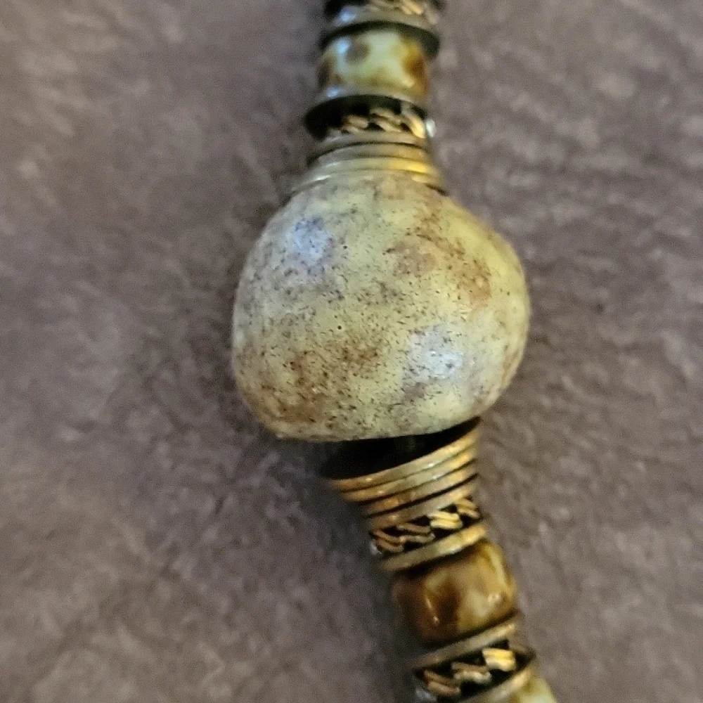 VTG Primitive Nomad Warrior Wasteland Stone Ceramic Beaded Grunge Necklace